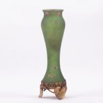 Art nouveau glass vase with metal legs. - Image 2
