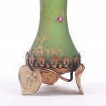Art nouveau glass vase with metal legs. - Image 4