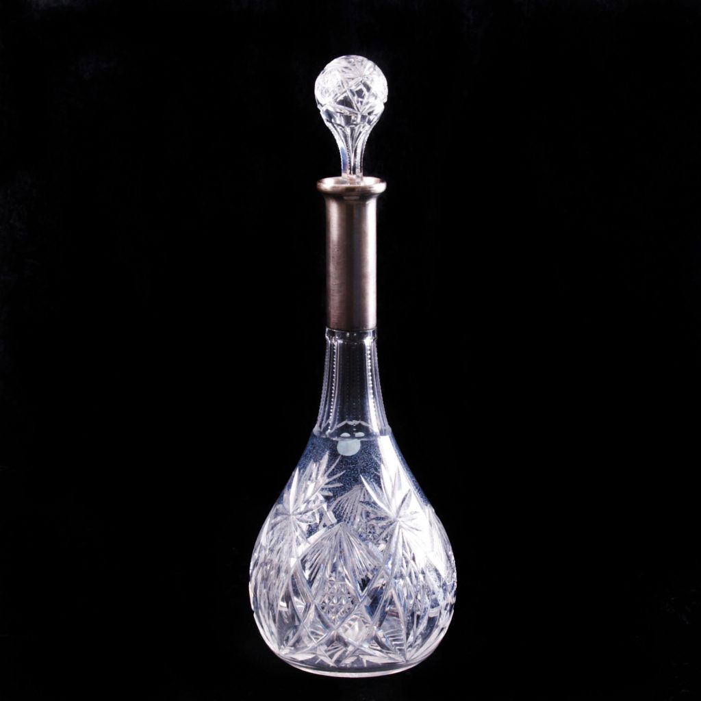 French Silver Mounted Decanter. Antique weapons, collectibles, silver