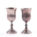 Pair of Russian Silver Goblets.