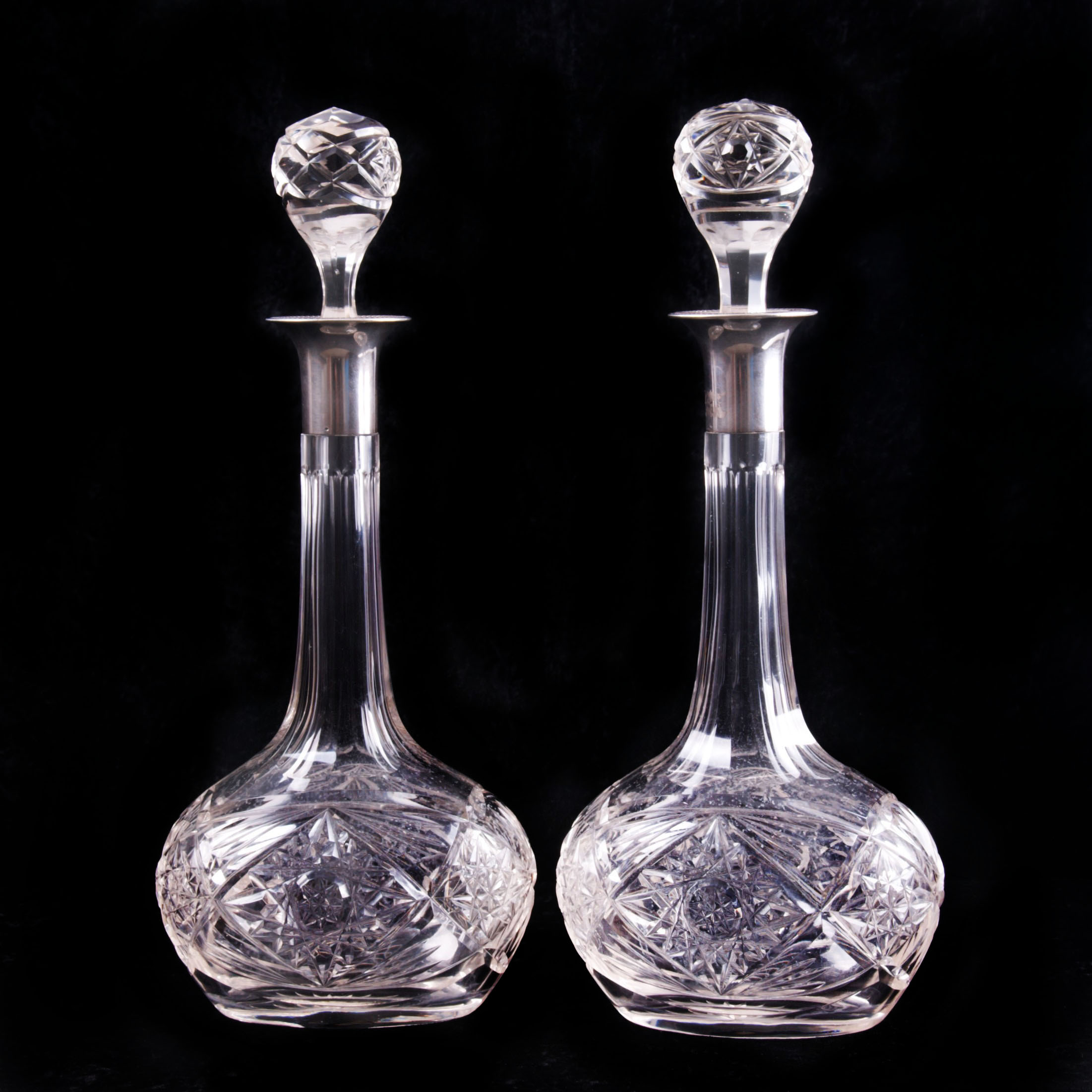 French Silver Mounted Decanters