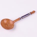 Russian Carved Wood Spoon with Enamel Handle. - Image 2
