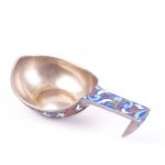 Russian Enameled Silver Kovsh.