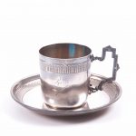 French Silver Tea Cup & Saucer.