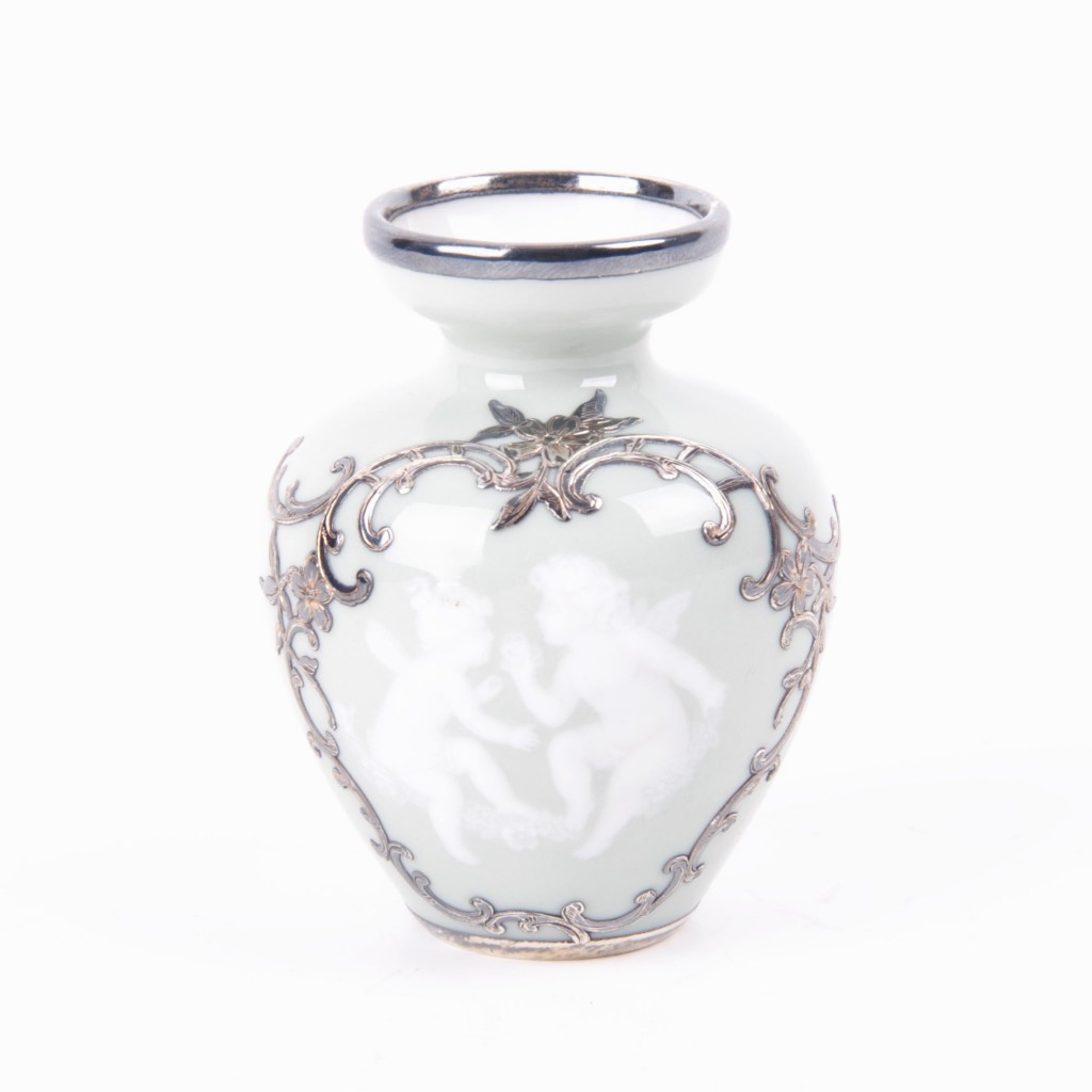 Porcelain silver mounted vase