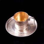 法国银茶杯和茶托 - 图片 2