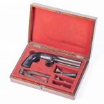 A scarce under-hammer 4 barrel Percussion pepperbox revolver. Manufactured in Liege.