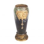 Antique French Porcelain Vase with Bronze Inserts