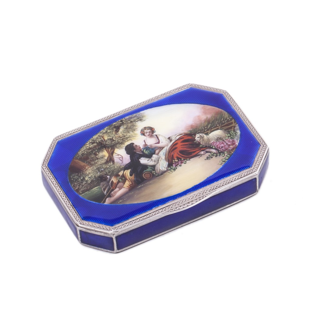 Small Silver and Painted Enamel Box