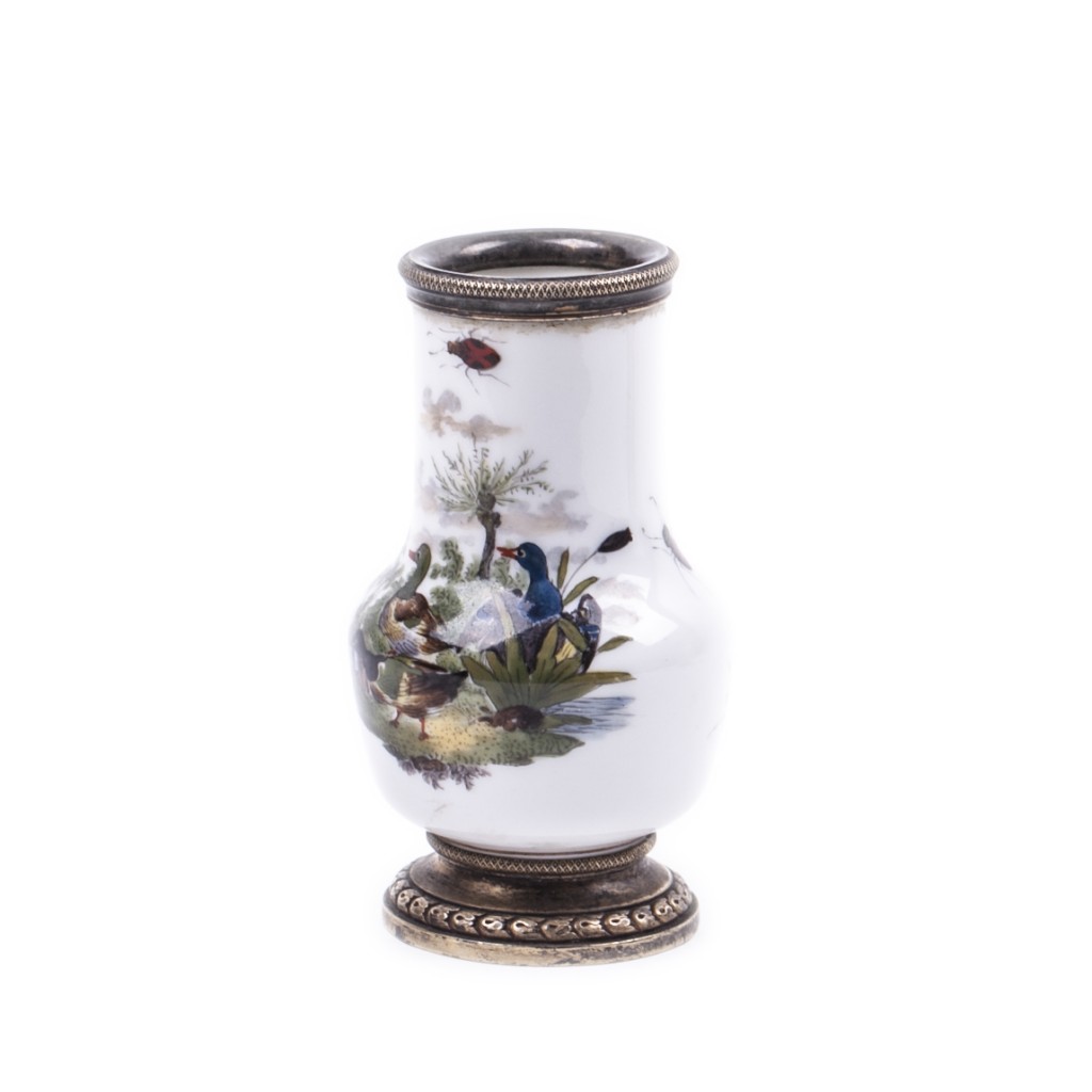 French Risler & Carre Silver and Porcelain Vase
