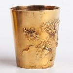 Antique France set of 8 Art Nouveau silver gilt beakers - Image 3