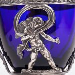 (English) Antique French silver mounted blue glass goblet - Image 8