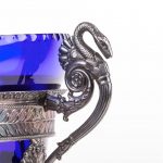 (English) Antique French silver mounted blue glass goblet - Image 2