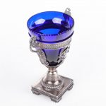 (English) Antique French silver mounted blue glass goblet - Image 6