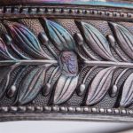Antique silver mounted blue glass candy dish. Paris, France