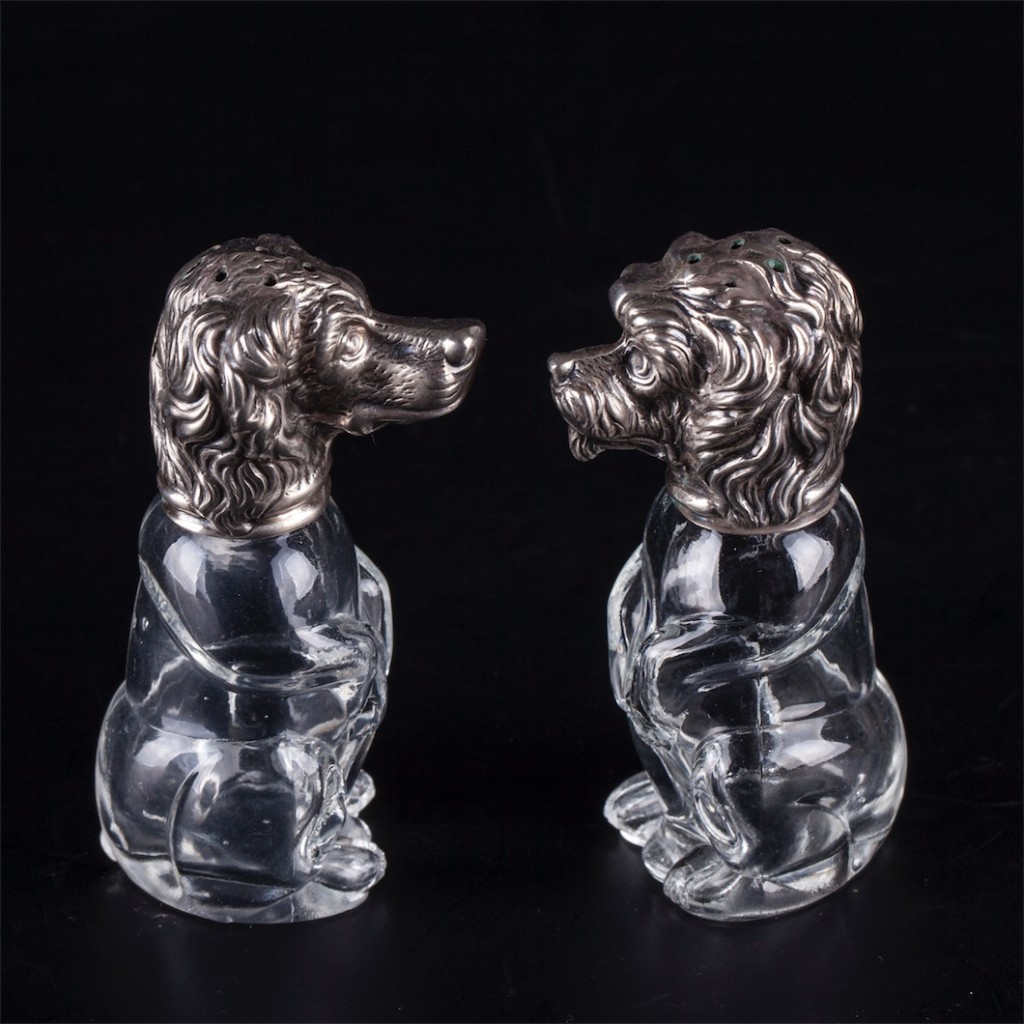 Vintage Dogs Wearing Glasses Salt And Pepper Shakers.