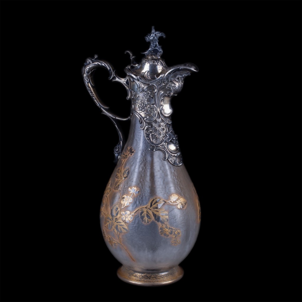 Antique magnificent decanter with French Daum glass body
