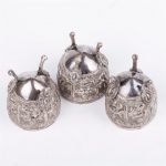 Antique silver egg-cups. 3 pieces. Indo-China, French import hallmark - Image 4