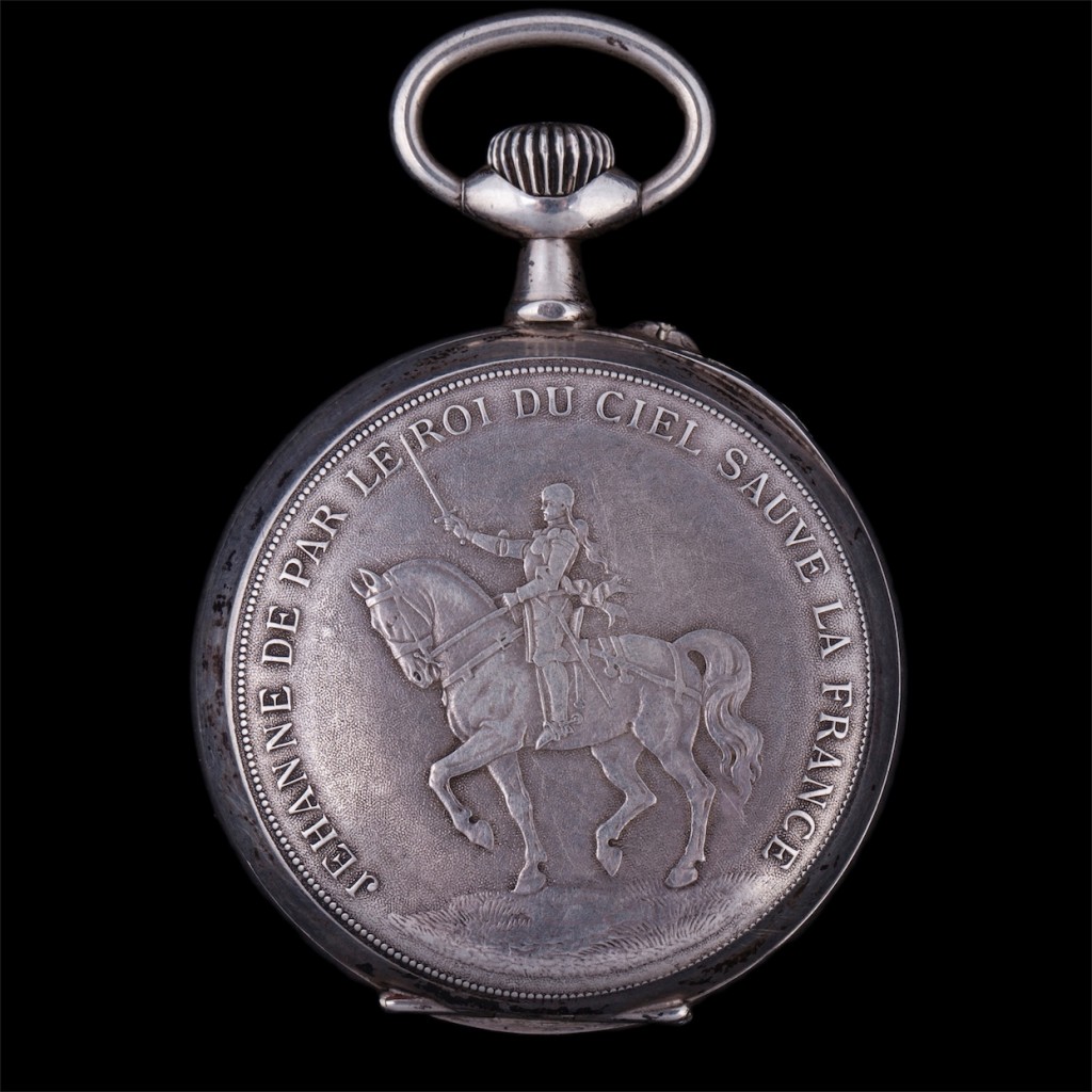 Silver Pocket Watch with Depiction of Jeanne d’Arc