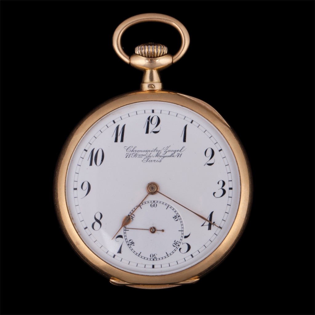 Gold Open Face Pocket Watch with Engraving