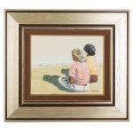 Painting “The Children and the Sea”, Size without frame: 22 x 27 cm, oil on canvas. Painter- Boris Ninemäe (Niinemäe 1925-1991).