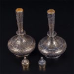 A pair of Kashmir silver surahi water flasks — изображение 5