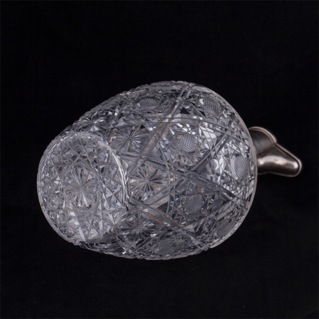 Russian silver gilt and cut-glass carafe
