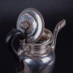 Antique silver coffee pot with wooden handle. Belgium - Image 8