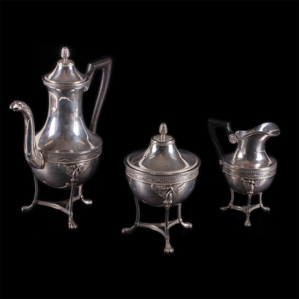 Antique French silver coffee set of 3 parts