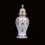 Antique French silver and porcelain sugar powder dispenser