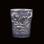 Antique French solid silver beaker with flower motives