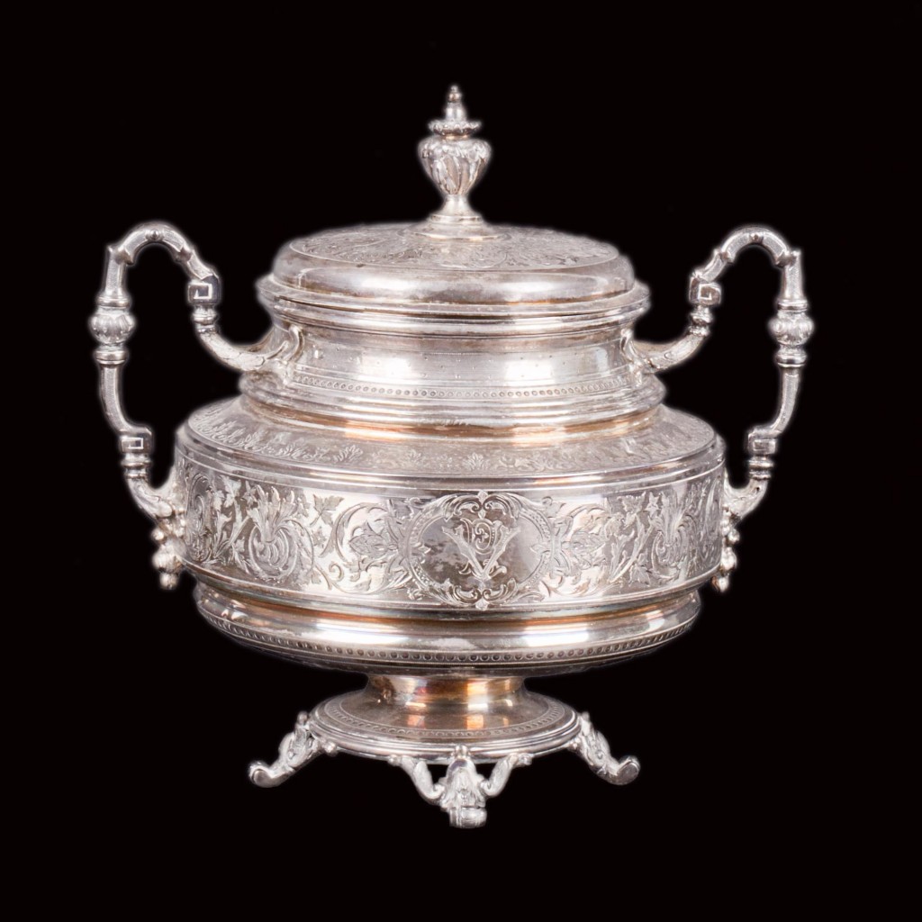 silver sugar bowl antique Italy old beautiful