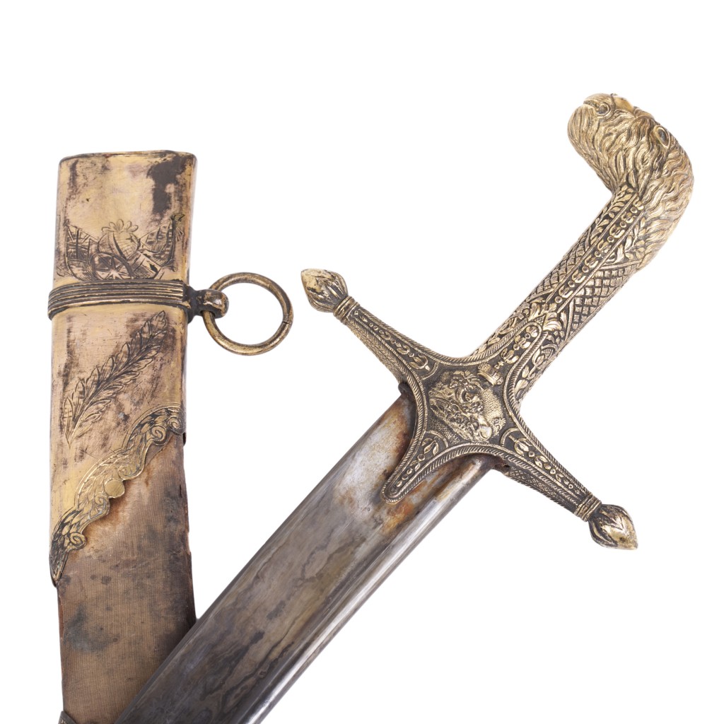 English Colonial Shamshir Sword with Damascus Blade
