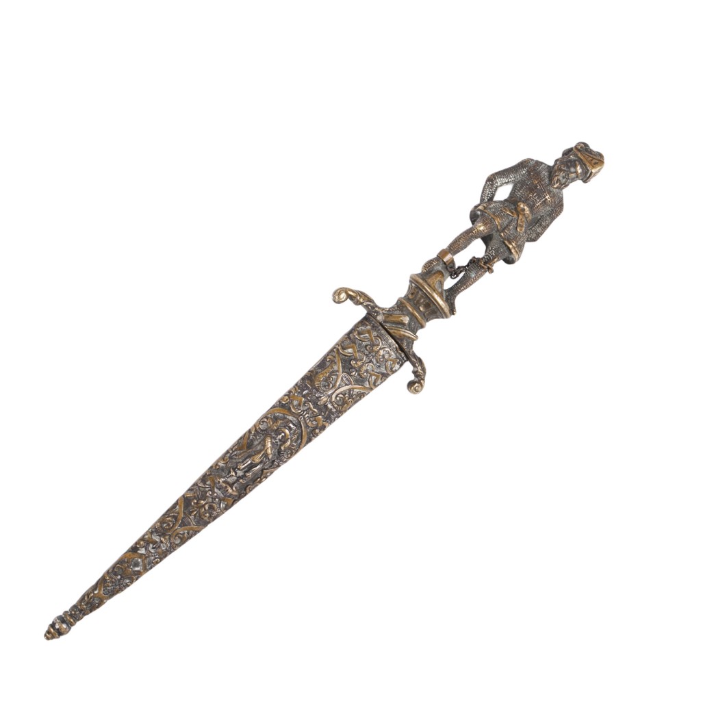Antique Romantic Dagger with a Prisoner Figure
