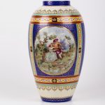 Antique Germany  Erdmann Schlegelmilch romantic porcelain vase.