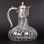 (English) Antique France silver glass decanter