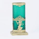 (English) Antigue Empire style green glass vase with brass parts - Image 4