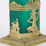 (English) Antigue Empire style green glass vase with brass parts - Image 5