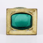 (English) Antigue Empire style green glass vase with brass parts - Image 6