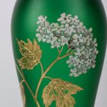 (English) Antique green matt glass pair of vases with flower motives — изображение 3