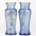 Antique magnificent blue glass pair of vases with apple tree motives - Image 7