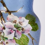 Antique magnificent blue glass pair of vases with apple tree motives - Image 4