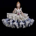 (English) Dressden small porcelain figure of lady in a lace figurine dress - Image 2