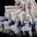 (English) Dressden small porcelain figure of lady in a lace figurine dress - Image 6