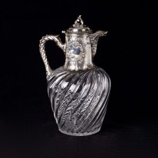 Antique French glass and silver carafe. "P.C& CIE".