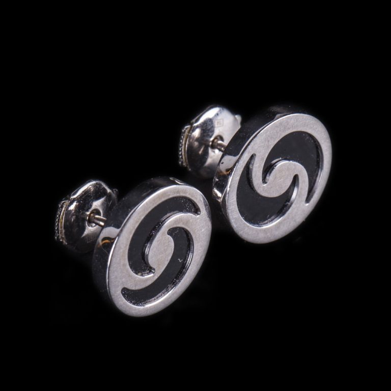 Bulgari Stud Earrings 18k White Gold Black Onyx - Antique weapons ...