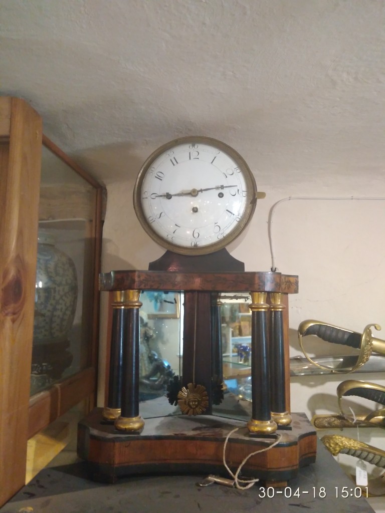 Antique Clock With Mirror Parts Antique Weapons Collectibles