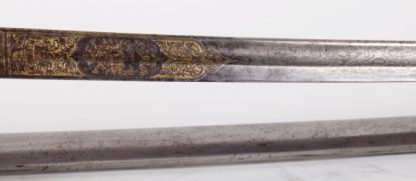 German Artillery Officer’s Lion Head Sword with damascus blade.