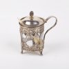 Antique mustard pot with a bone spoon by Antoine Eysen - Image 2