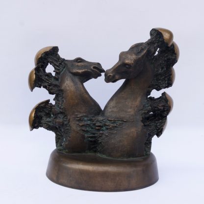 Rare Latvian Bronze Sculpture "Horse Lovers"